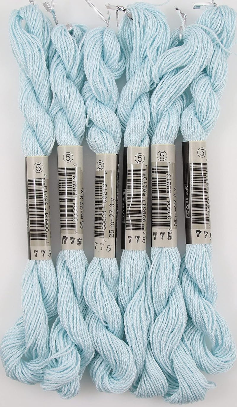 KCS 25 M/Skein Mercerized Pearl Cotton Crochet Needlepoint Thread,Size 5,6 skeins,Baby Blue vy it - Image 3